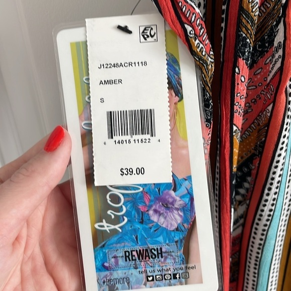 NWT Rewash Women’s Boho Amber Geo Printed Smocked Waist Pants - Size Small - Picture 3 of 6